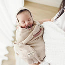 Bleu La La - 100% Organic Cotton Luxury Organic Blanket + Bonnet Hat Set, Beige Image 8