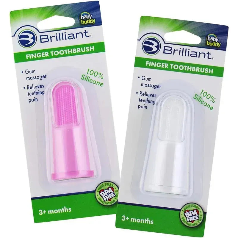 Brilliant Baby - Finger Toothbrush, 3 Months Old and Up, Pink/Clear, 2 Brush Set Image 1