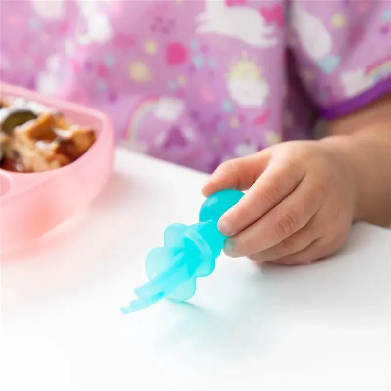 Bumkins - Baby Utensils Set, Chewtensils Silicone, Blue Jelly Image 3