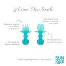 Bumkins - Baby Utensils Set, Chewtensils Silicone, Blue Jelly Image 4