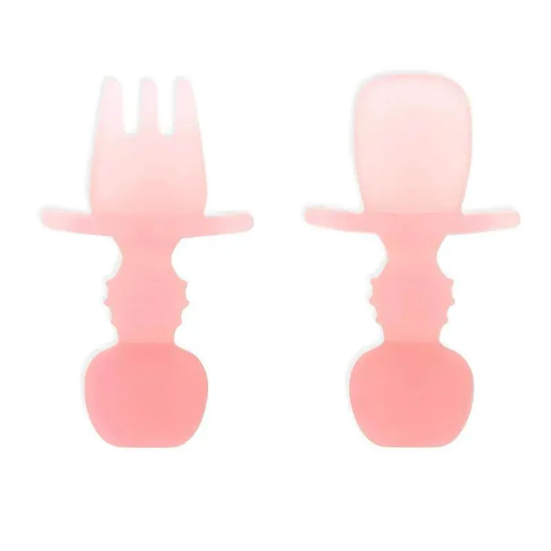 Bumkins - Baby Utensils Set, Chewtensils Silicone, Pink Jelly Image 1