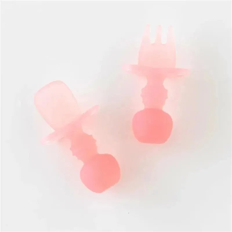 Bumkins - Baby Utensils Set, Chewtensils Silicone, Pink Jelly Image 2