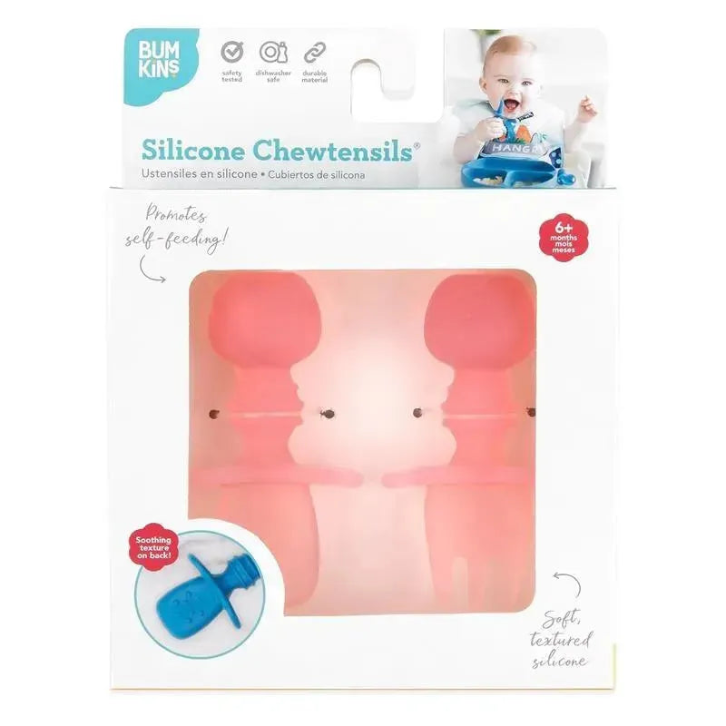 Bumkins - Baby Utensils Set, Chewtensils Silicone, Pink Jelly Image 4