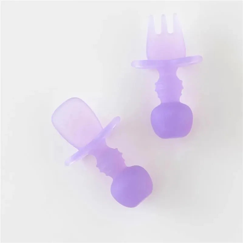 Bumkins - Baby Utensils Set, Chewtensils Silicone, Purple Jelly Image 2