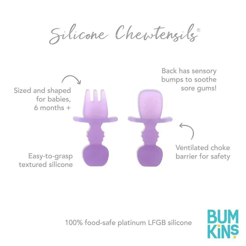 Bumkins - Baby Utensils Set, Chewtensils Silicone, Purple Jelly Image 3