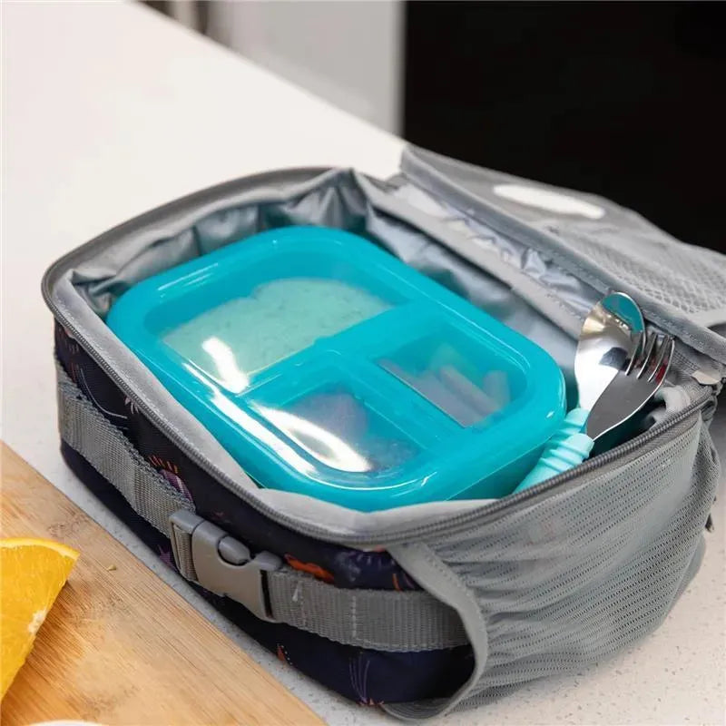 Bumkins - Bumkins Snack/Lunch Bento Box, 3 Compartment Container, Blue Jelly Image 6