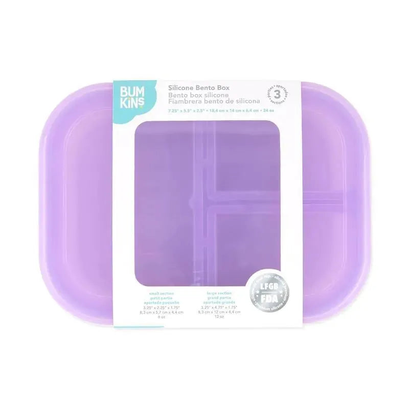 Bumkins - Bumkins Snack/Lunch Bento Box, 3 Compartment Container, Purple Jelly Image 3