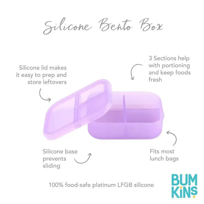 Bumkins - Bumkins Snack/Lunch Bento Box, 3 Compartment Container, Purple Jelly Image 4