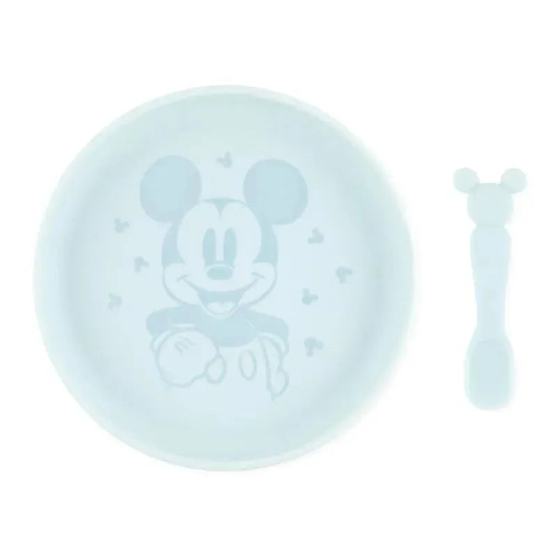 Bumkins - Disney Baby and Toddler Silicone Plate and Spoon Set, 6 Months Up, Mickey Mouse Image 1