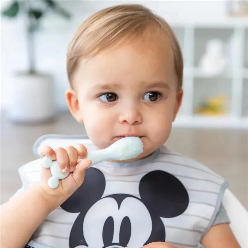 Bumkins - Disney Baby and Toddler Silicone Plate and Spoon Set, 6 Months Up, Mickey Mouse Image 3