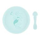 Bumkins - Disney Baby and Toddler Silicone Plate and Spoon Set, 6 Months Up, Princess Ariel Image 1