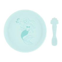 Bumkins - Disney Baby and Toddler Silicone Plate and Spoon Set, 6 Months Up, Princess Ariel Image 1