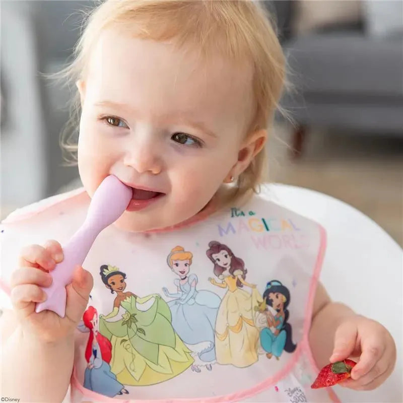 Bumkins - Disney Baby and Toddler Silicone Plate and Spoon Set, 6 Months Up, Princess Image 6