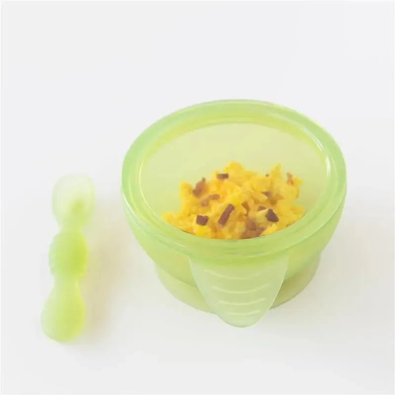 Bumkins - Silicone Feeding Set with Suction for Baby and Toddler, Green Jelly Image 4