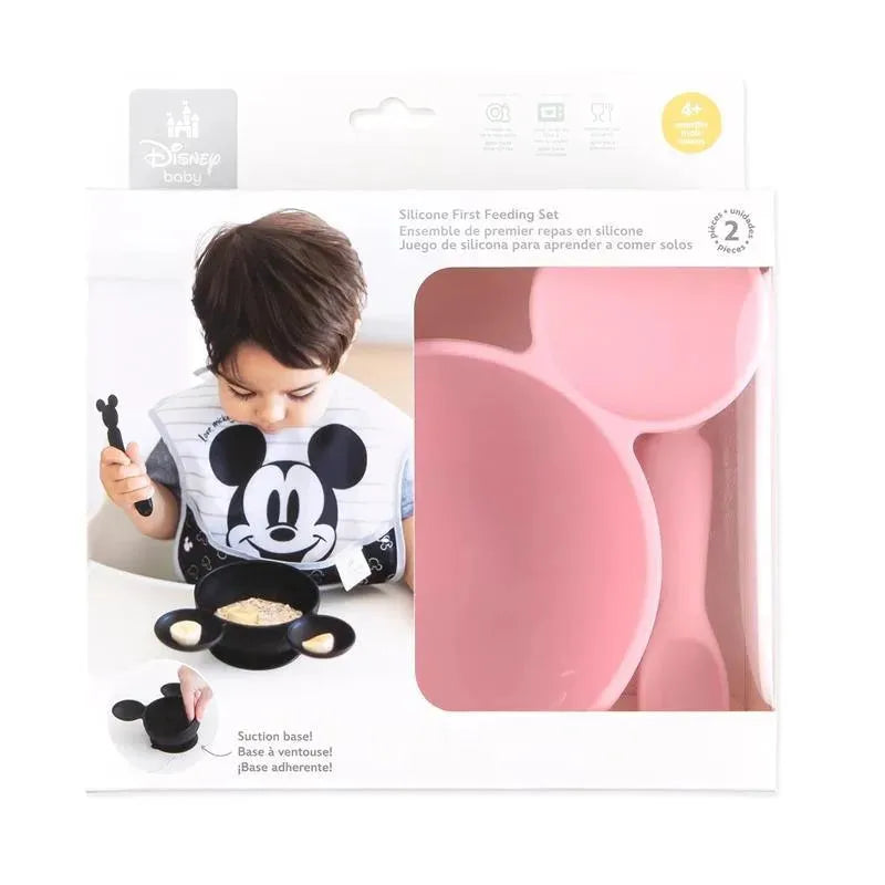 Bumkins - Silicone Feeding Set with Suction for Baby and Toddler, Minnie Mouse Light Pink Image 4