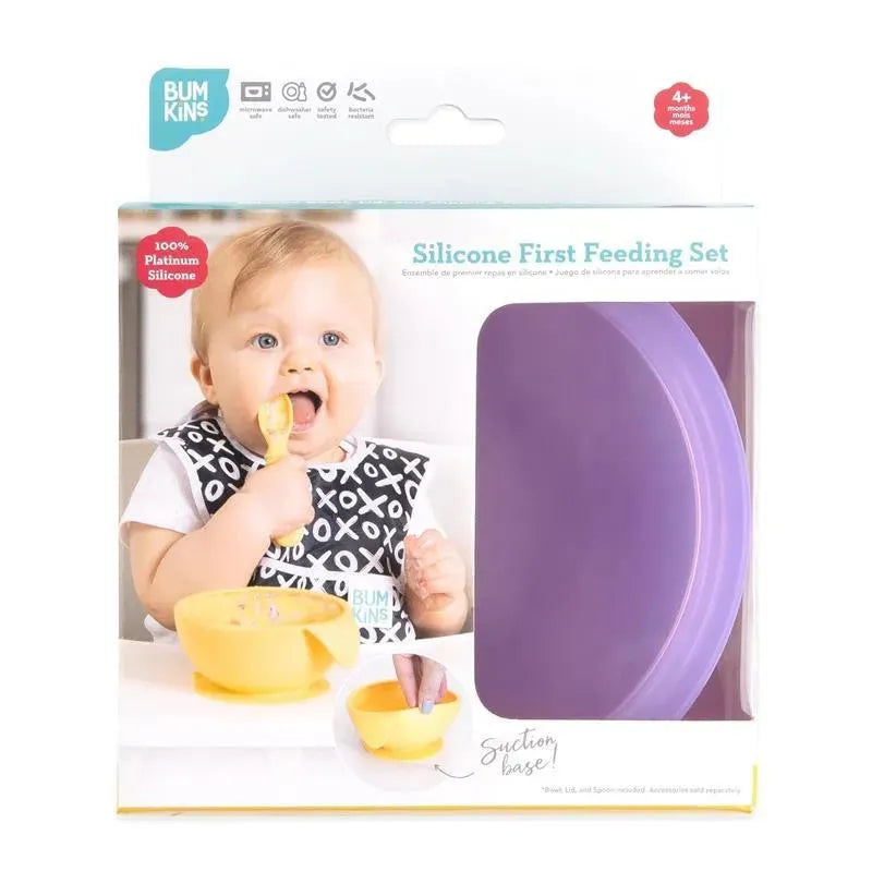 Bumkins - Silicone Feeding Set with Suction for Baby and Toddler, Purple Jelly Image 4