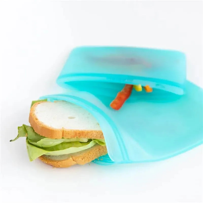 Bumkins - Silicone Reusable Sandwich and Snack Bags, Green Sage Image 2