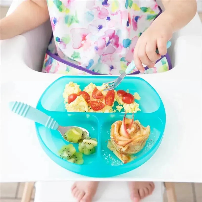 Bumkins - Toddler and Baby Suction Plate, Silicone Divided Grip Dish, Blue Jelly Image 3