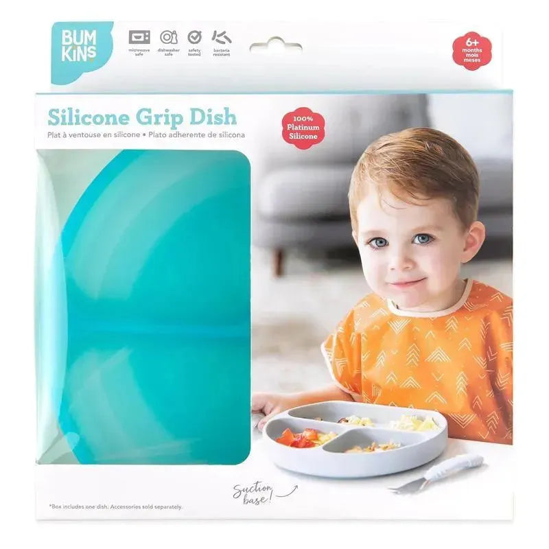 Bumkins - Toddler and Baby Suction Plate, Silicone Divided Grip Dish, Blue Jelly Image 5