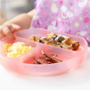 Bumkins - Toddler and Baby Suction Plate, Silicone Divided Grip Dish, Pink Jelly Image 3