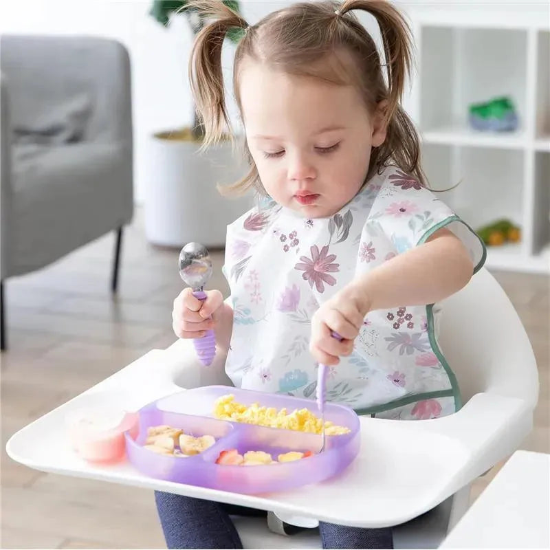 Bumkins - Toddler and Baby Suction Plate, Silicone Divided Grip Dish, Purple Jelly Image 4