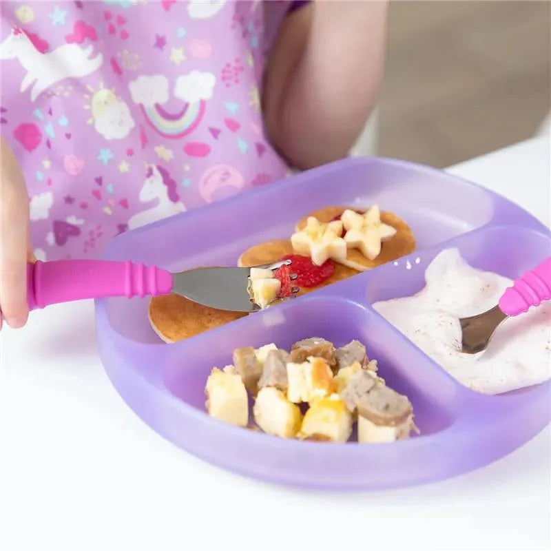 Bumkins - Toddler and Baby Suction Plate, Silicone Divided Grip Dish, Purple Jelly Image 5