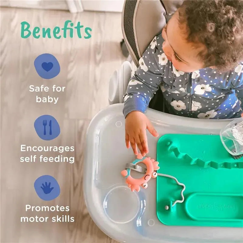 Busy Baby - Silicone Mat, Suction Cups, 4 Straps to Secure Baby Essentials, Spearmint Image 7