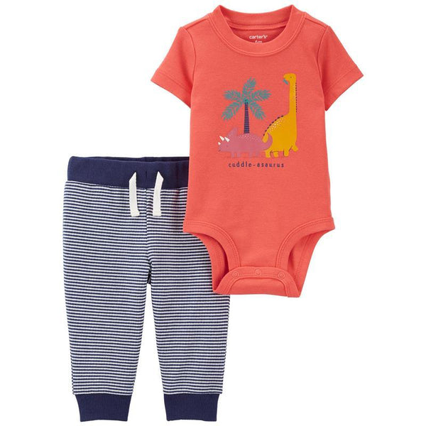Carters - Baby Girl 2Pk Elephant Bodysuit & Short Set, Pink