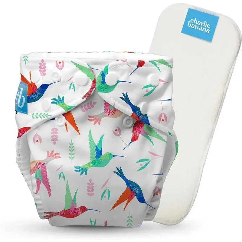 Charlie Banana - Reusable Washable Cloth Diaper, Adjustable One Size, Colibri Birdy Image 1