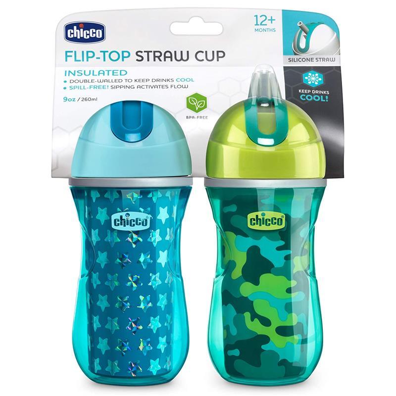 Chicco Feeding Flip Top Insulated Straw Cup 12+ Green/Teal
