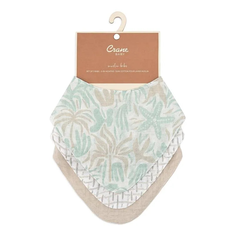 Crane Bedding - Cove 3-Pc. Muslin Bib Set, Beach Life Image 3