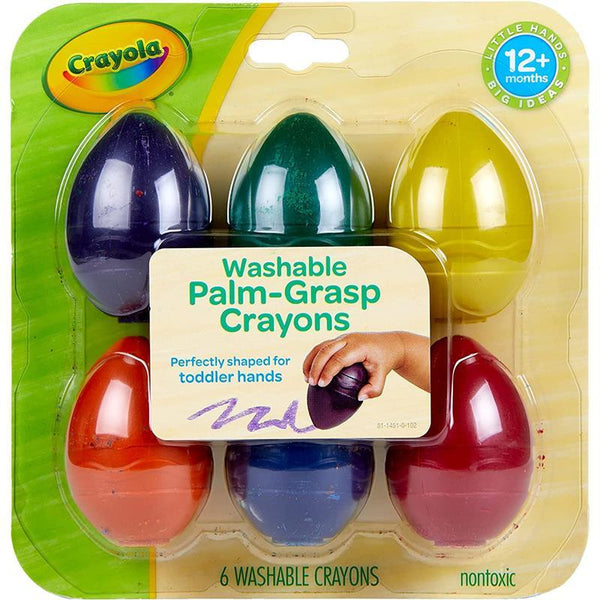 Crayola - 6 Ct Washable Palm-Grasp Crayons
