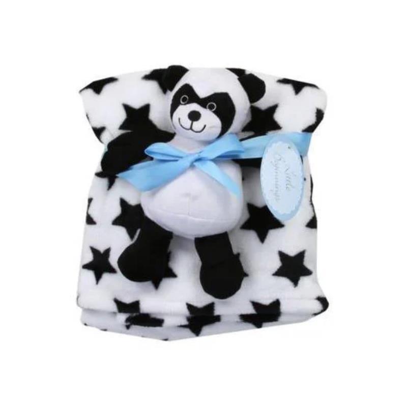 Cudlie - Plush Blanket With Plush Toy Panda, Black Star/White Image 1