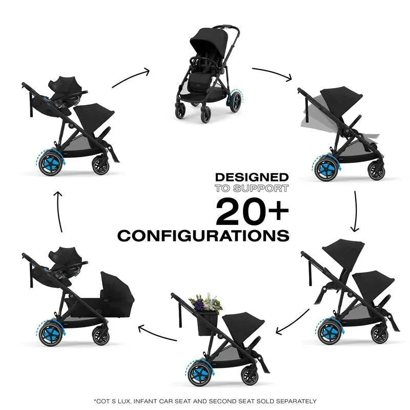 Cybex - Egazelle S Single-to-Double Stroller, Black Frame/Moon Black Image 2