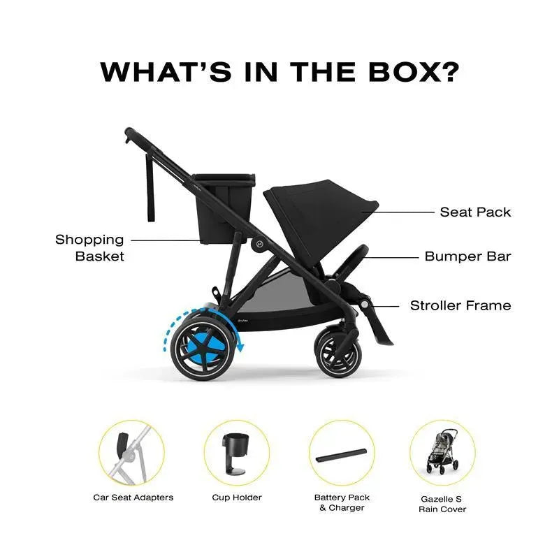 Cybex - Egazelle S Single-to-Double Stroller, Black Frame/Moon Black Image 4