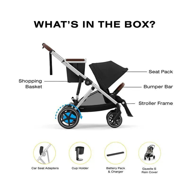 Cybex - Egazelle S Single-to-Double Stroller, Silver Frame/Moon Black Image 3