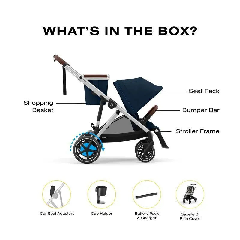 Cybex - Egazelle S Single-to-Double Stroller, Silver Frame/Ocean Blue Image 9