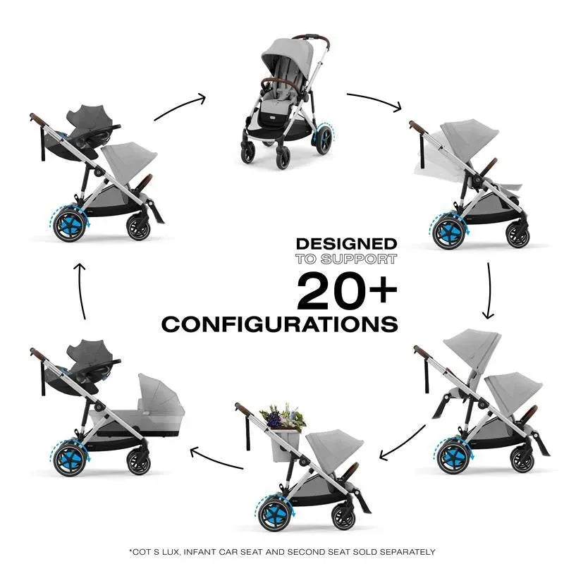 Cybex - Egazelle S Single-to-Double Stroller, Silver Frame/Stone Grey Image 2