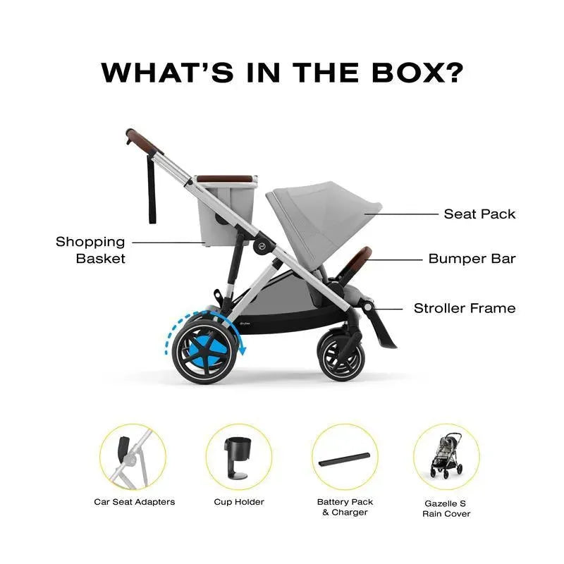 Cybex - Egazelle S Single-to-Double Stroller, Silver Frame/Stone Grey Image 3