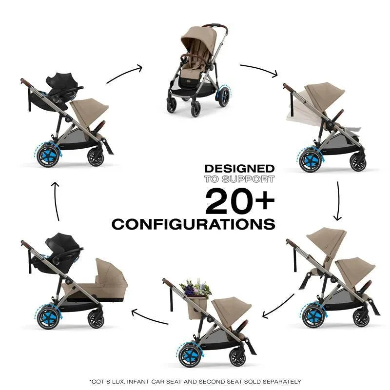 Cybex - Egazelle S Single-to-Double Stroller, Taupe Frame/Almond Beige Image 2