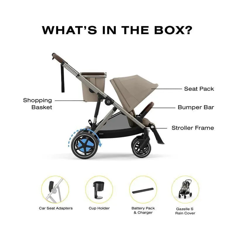 Cybex - Egazelle S Single-to-Double Stroller, Taupe Frame/Almond Beige Image 9