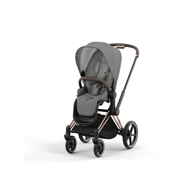 Cybex Priam 4 Stroller - Rose Gold/Brown Frame And Soho Grey Seat Pack