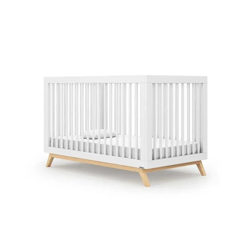 Dadada - Baby Soho 3-in-1 Convertible Crib to Toddler Bed, White/Natural Image 1