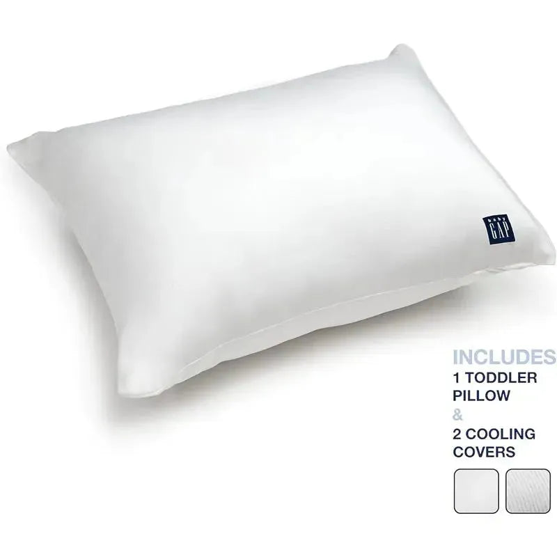 Delta Children - Gap babyGap Toddler Pillow with 2 Cooling Covers, White/Grey Stripe Image 3