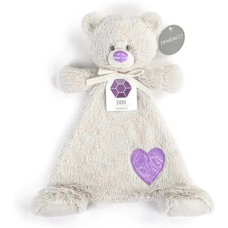 DEMDACO - Birthstone Color Alexandrite and Grey, Stuffed Animal Blankie Bear June Image 3