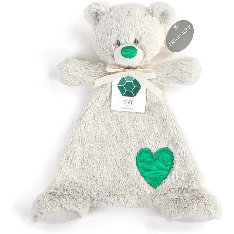 DEMDACO - Birthstone Color Emerald Green and Grey, Stuffed Animal Blankie Bear May Image 3