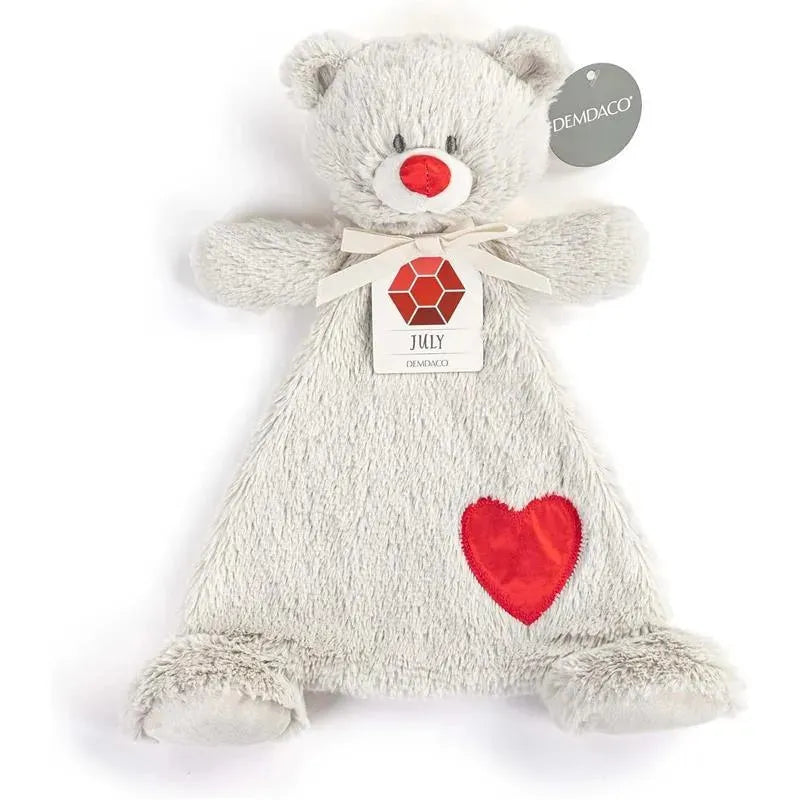 DEMDACO - Birthstone Color Ruby and Grey, Stuffed Animal Blankie Bear July Image 3