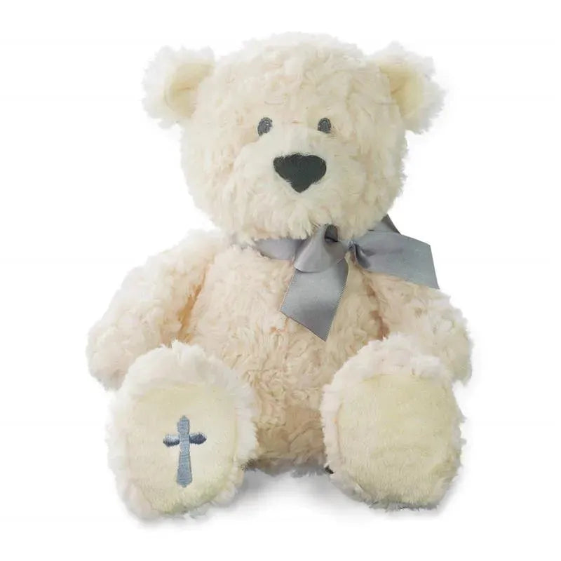 DEMDACO - Nat and Jules The Lord's Prayer Bear With Ribbon, Cross Children's Plush Stuffed Animal Image 1