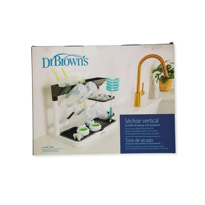 Dr Brown - Drying Tower, Stand-Up Drying Rack, Countertop Baby Bottle Drying with Organized Storage Image 2