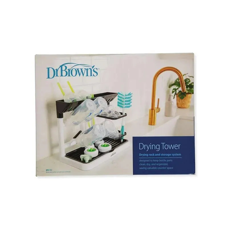 Dr Brown - Drying Tower, Stand-Up Drying Rack, Countertop Baby Bottle Drying with Organized Storage Image 3